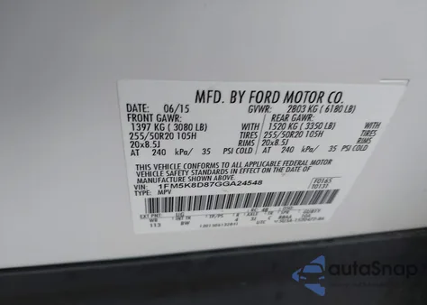 2016 Ford Explorer Xlt from USA, damaged, VIN 1FM5K8D87GGA24548